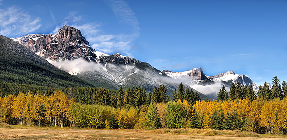 The Three Sisters Mountains near Canmore Alberta