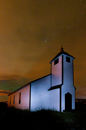 McDougall Church, Morley Alberta at night