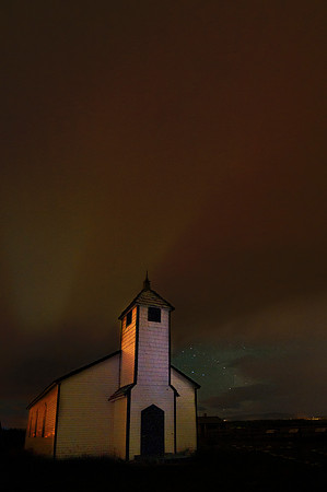McDougall Church, Morley Alberta at night