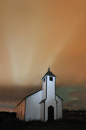 McDougall Church, Morley Alberta at night