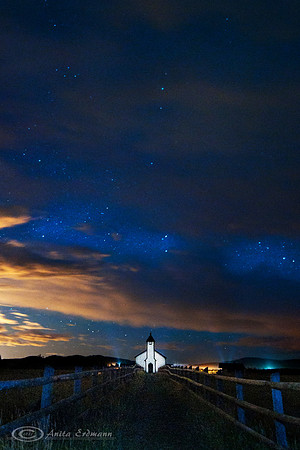 McDougall Church at night, Morley Alberta