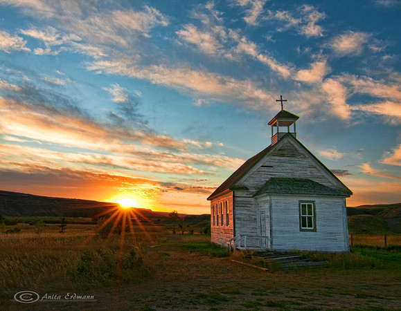 Abandoned Church in the ghost town of Dorothy, Alberta.